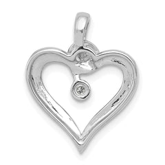 14k White Gold AA .01ct. Diamond Heart Pendant