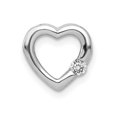 14k White Gold 1/20ct. Diamond Heart Chain Slide - 2
