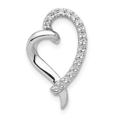 14k White Gold 1/10ct. Diamond Heart Chain Slide - 2