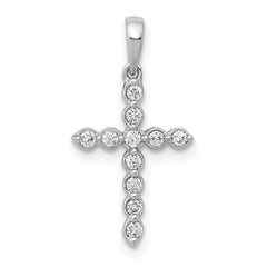 14k White Gold 1/10ct. Diamond Cross Pendant - 9