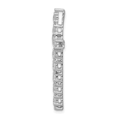 14k White Gold Diamond Latin Cross Pendant - 3