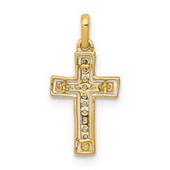 14k and Rhodium 1/20ct. Diamond Cross Pendant