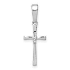 14k White Gold .02ct. Diamond Cross Pendant