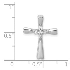 14k White Gold 1/6ct. 5-Stone Diamond Cross Chain Slide