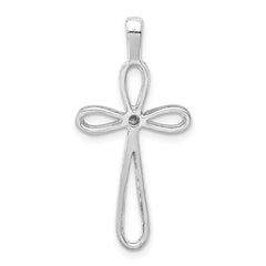 14k White Gold AA Diamond Cross Pendant - 7