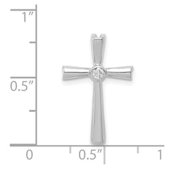 14k White Gold AA Diamond Cross Chain Slide - 2