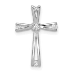 14k White Gold AA Diamond Cross Pendant - 8