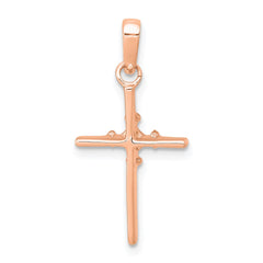 14k Rose .01ct. Diamond Polished Budded Cross Pendant