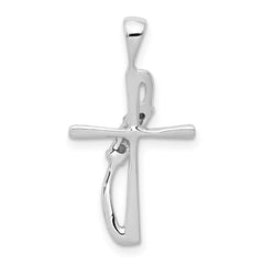 14k White Gold .01ct. Diamond Cross Pendant - 3