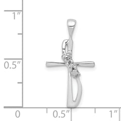14k White Gold .01ct. Diamond Cross Pendant - 3