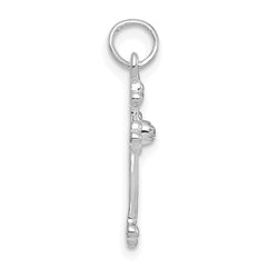 14k White Gold Small Diamond Budded Cross Pendant