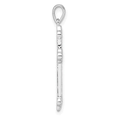 14k White Gold Diamond Cross Pendant - 7