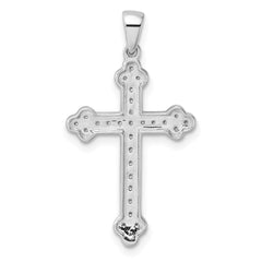 14k White Gold Diamond Cross Pendant - 7