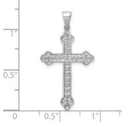 14k White Gold Diamond Cross Pendant - 7
