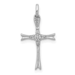 14k White Gold 1/15ct. Diamond Cross Pendant - 4