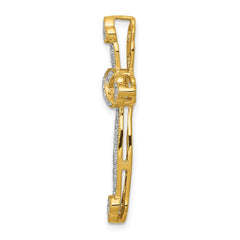 14k 1/4ct. Diamond Budded Cross Chain Slide - 2
