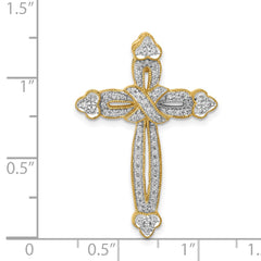 14k 1/4ct. Diamond Budded Cross Chain Slide - 2