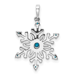 14k White Gold 1/6ct. Blue and White Diamond Snowflake Pendant