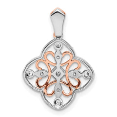 14k White Gold with Rose Rhodium 1/10 carat Diamond Vintage Pendant