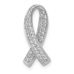 14k White Gold Awareness Diamond Chain Slide Pendant