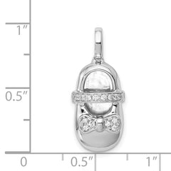 14k White Gold Diamond Baby Girl Shoe Pendant