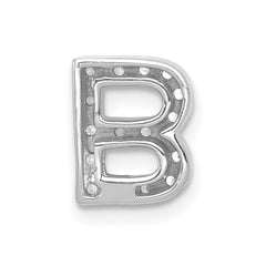 14K White Gold Diamond Letter B Initial Charm
