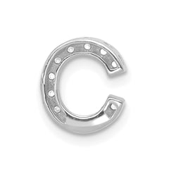 14K White Gold Diamond Letter C Initial Charm