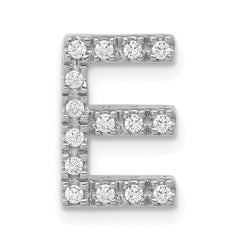 14K White Gold Diamond Letter E Initial Charm