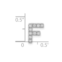 14K White Gold Diamond Letter F Initial Charm