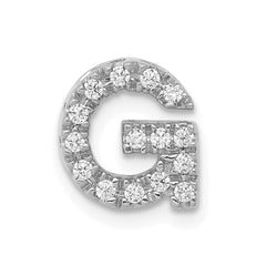 14K White Gold Diamond Letter G Initial Charm