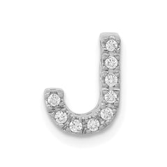 14K White Gold Diamond Letter J Initial Charm