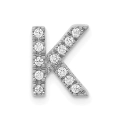 14K White Gold Diamond Letter K Initial Charm