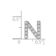 14K White Gold Diamond Letter N Initial Charm