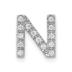 14K White Gold Diamond Letter N Initial Charm