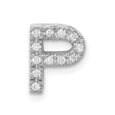 14K White Gold Diamond Letter P Initial Charm