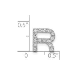 14K White Gold Diamond Letter R Initial Charm