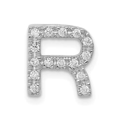 14K White Gold Diamond Letter R Initial Charm