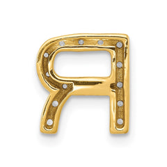 14K Diamond Letter R Initial Charm