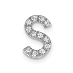 14K White Gold Diamond Letter S Initial Charm