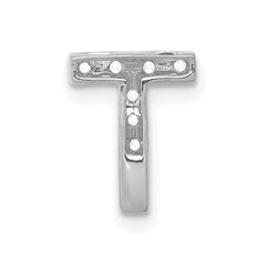 14K White Gold Diamond Letter T Initial Charm
