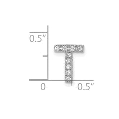 14K White Gold Diamond Letter T Initial Charm
