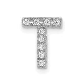 14K White Gold Diamond Letter T Initial Charm