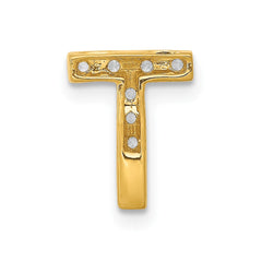 14K Diamond Letter T Initial Charm