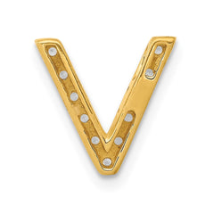 14K Diamond Letter V Initial Charm