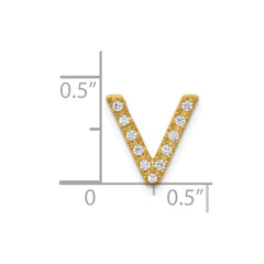 14K Diamond Letter V Initial Charm