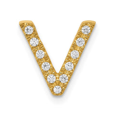 14K Diamond Letter V Initial Charm