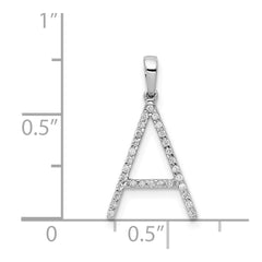 14K White Gold Diamond Letter A Initial Pendant - 2