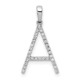 14K White Gold Diamond Letter A Initial Pendant - 2