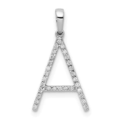 14K White Gold Diamond Letter A Initial Pendant - 2