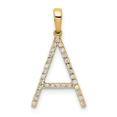 14K Diamond Letter A Initial Pendant - 3